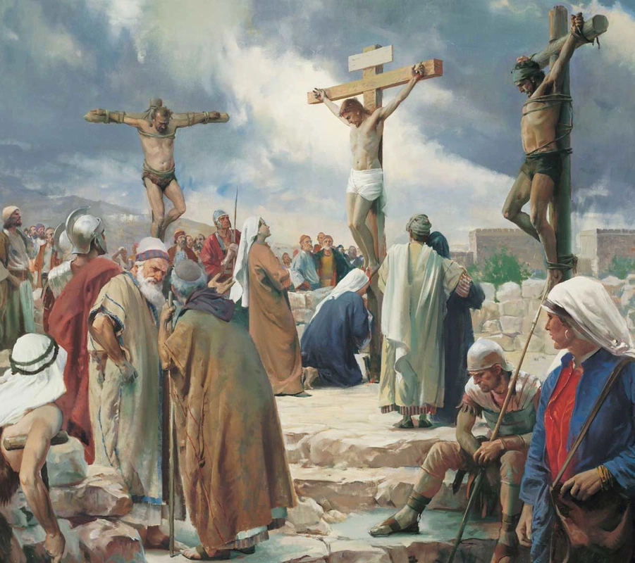 Jesus crucified by the Romans in Jerusalem, by Harry Anderson, via Church of Jesus Christ
